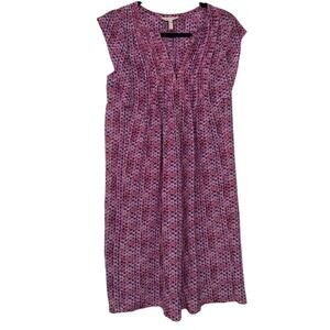Rebecca Taylor 100% Silk V-Neck Shibori Print Tunic Dress Cap Sleeve Women's 0